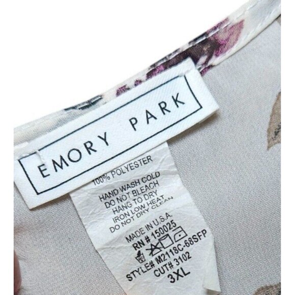 Emory Park Womens 3XL Sheer Kimono Ivory w/Floral Pattern Fairy Flowy Boho Slits - Picture 5 of 8